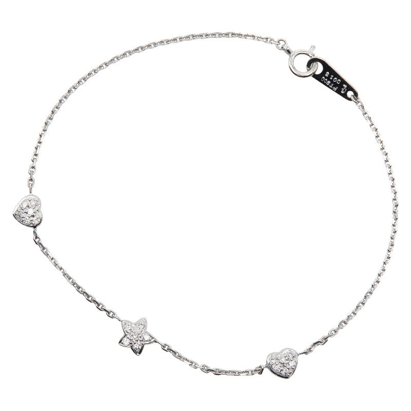 Pt900 プラチナ Pt850 プラチナ ダイヤ0.15ct ハート スターモチーフ ブレスレット ハート スターモチーフ レディース 【中古】