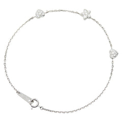 Pt900 プラチナ Pt850 プラチナ ダイヤ0.15ct ハート スターモチーフ ブレスレット ハート スターモチーフ レディース 【中古】