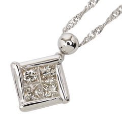 Pt850 プラチナ Pt900 プラチナ ダイヤ0.50ct ひし形 モチーフ ネックレス レディース 【中古】