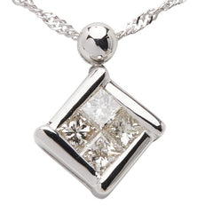 Pt850 プラチナ Pt900 プラチナ ダイヤ0.50ct ひし形 モチーフ ネックレス レディース 【中古】