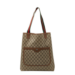 グッチ GGスプリーム シェリーライン トートバッグ 39 02 003 ブラウン PVC レザー レディース GUCCI 【中古】
