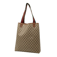 グッチ GGスプリーム シェリーライン トートバッグ 39 02 003 ブラウン PVC レザー レディース GUCCI 【中古】