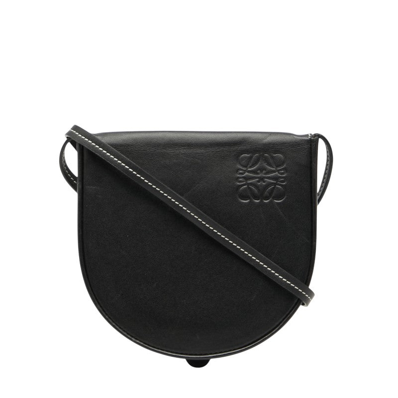 ロエベ アナグラム ヒールポーチスモール ショルダーバッグ ブラック レザー レディース LOEWE 【中古】