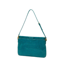 ミュウミュウ クロコ型押し ショルダーバッグ 5N1619 ブルー ターコイズ レザー レディース MIUMIU 【中古】