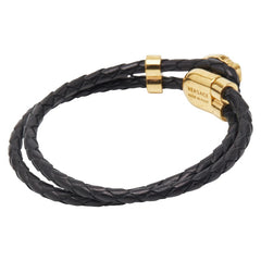 ヴェルサーチェ メデューサ ブレスレット ブラック ゴールド レザー メッキ レディース VERSACE 【中古】