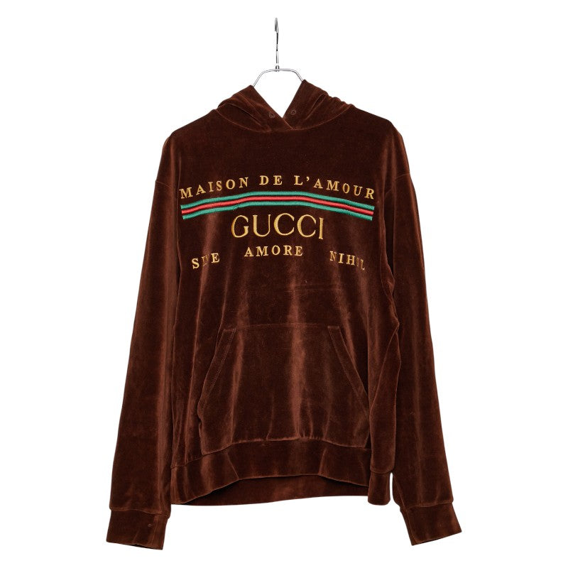 グッチ ロゴ シェリーライン パーカー プルオーバー サイズ：S ブラウン マルチカラー コットン ナイロン メンズ GUCCI 【中古】