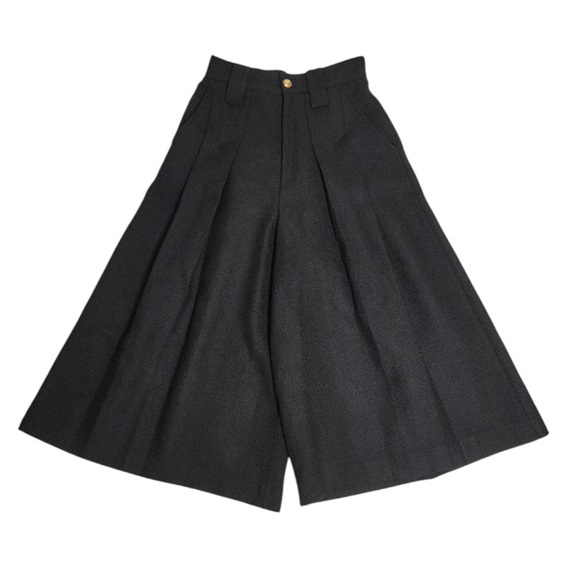 グッチ プリーツ ガウチョパンツ サイズ36 664412 ブラック ウール ツイード レディース GUCCI 【中古】