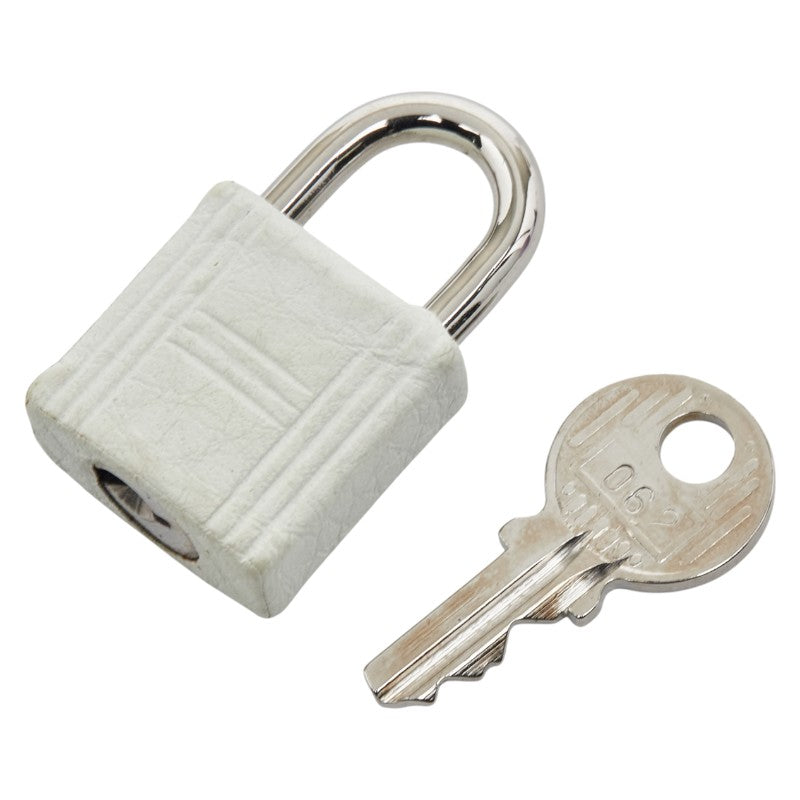 エルメス カデナ 南京錠 キー セット シルバー ホワイト メタル レザー レディース HERMES 【中古】