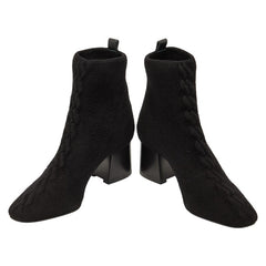 エルメス ヴォルヴェール ショートブーツ サイズ：36 ブラック シュニール織 レザー レディース HERMES 【中古】