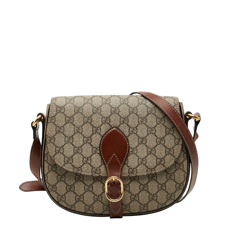 グッチ GGスプリーム 斜め掛け ショルダーバッグ 432150 ベージュ ブラウン PVC レザー レディース GUCCI 【中古】