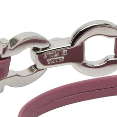 サルヴァトーレフェラガモ ガンチーニ ブレスレット シルバー ピンク メタル レザー レディース Salvatore Ferragamo 【中古】