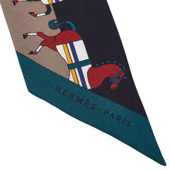 エルメス ツイリー Rocabar スカーフ ネイビー マルチカラー レディース HERMES 【中古】