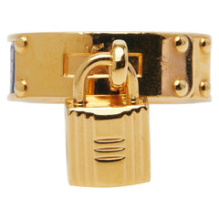 エルメス ケリー カデナ モチーフ スカーフリング ゴールド ブルー メッキ レザー レディース HERMES 【中古】