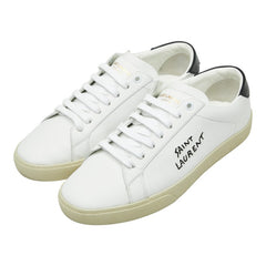 サンローラン ロゴ スニーカー サイズ：39 ホワイト ブラック レザー レディース SAINT LAURENT 【中古】