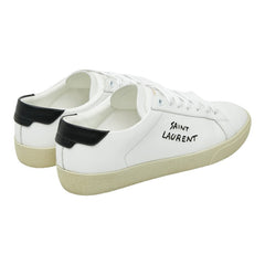 サンローラン ロゴ スニーカー サイズ：39 ホワイト ブラック レザー レディース SAINT LAURENT 【中古】