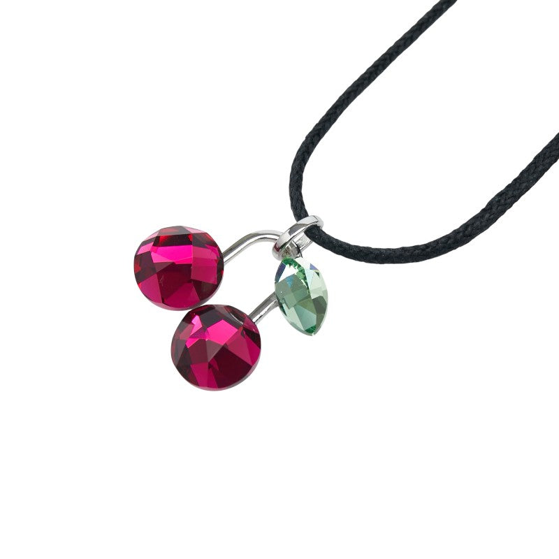 スワロフスキー チェリー さくらんぼ チョーカー ネックレス シルバー レッド グリーン メタル レディース SWAROVSKI 【中古】