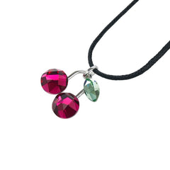 スワロフスキー チェリー さくらんぼ チョーカー ネックレス シルバー レッド グリーン メタル レディース SWAROVSKI 【中古】