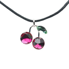 スワロフスキー チェリー さくらんぼ チョーカー ネックレス シルバー レッド グリーン メタル レディース SWAROVSKI 【中古】