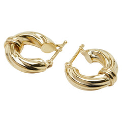 K14YG イエローゴールド フープ ピアス レディース 【中古】