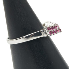 Pt900 プラチナ ルビー0.39ct V字リング 指輪 レディース 9号 【中古】
