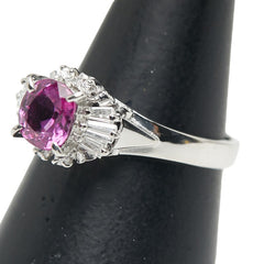 Pt850 プラチナ ルビー1.13ct ダイヤ0.30ct リング 指輪 レディース 12号 【中古】