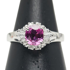 Pt850 プラチナ ルビー1.13ct ダイヤ0.30ct リング 指輪 レディース 12号 【中古】