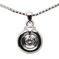 Pt850 プラチナ ダイヤ0.10ct ペンダントネックレス レディース 【中古】