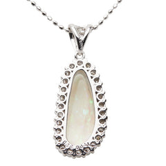 Pt900 プラチナ Pt850 プラチナ オパール0.88ct ダイヤ0.41ct ペンダントネックレス レディース 【中古】