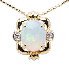 K18YG イエローゴールド オパール1.46ct ダイヤ ペンダントネックレス レディース 【中古】