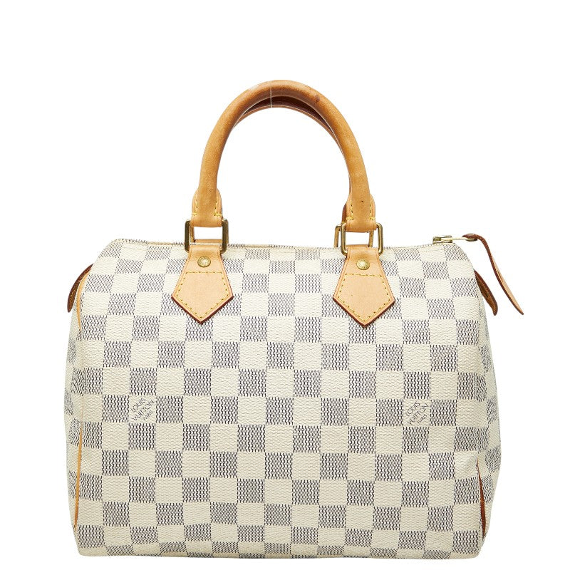 ルイ ヴィトン ダミエ アズール スピーディ25 ハンドバッグ ミニボストンバッグ N41371 ホワイト PVC レザー レディース LOUIS VUITTON 【中古】