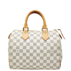 ルイ ヴィトン ダミエ アズール スピーディ25 ハンドバッグ ミニボストンバッグ N41371 ホワイト PVC レザー レディース LOUIS VUITTON 【中古】
