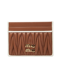 ミュウミュウ マテラッセ カードケース パスケース ブラウン ホワイト レザー レディース MIUMIU 【中古】