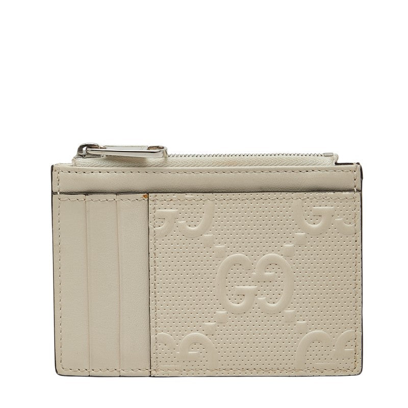 グッチ GGエンボス コインケース パスケース フラグメントケース 657570 ホワイト レザー レディース GUCCI 【中古】