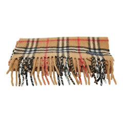 バーバリー ノバチェック マフラー ブラウン ブラック レッド カシミヤ レディース BURBERRY 【中古】
