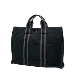 エルメス フールトゥMM トートバッグ ハンドバッグ ブラック グレー キャンバス レディース HERMES 【中古】