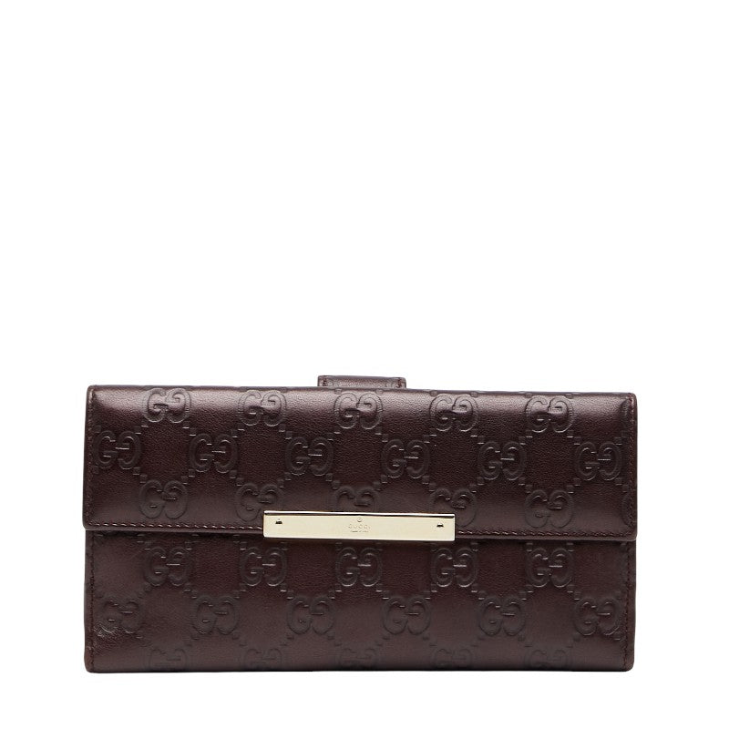 グッチ グッチシマ Wホック 長財布 112715 ブラウン系 レザー レディース GUCCI 【中古】