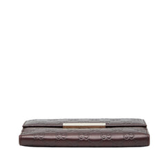 グッチ グッチシマ Wホック 長財布 112715 ブラウン系 レザー レディース GUCCI 【中古】