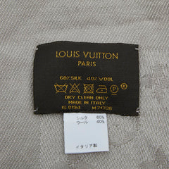 ルイ ヴィトン モノグラム ショール ストール M71336 グレージュ グレー ベージュ シルク ウール レディース LOUIS VUITTON 【中古】
