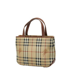 バーバリー ノバチェック シャドーホース ハンドバッグ ベージュ ブラウン PVC レザー レディース BURBERRY 【中古】