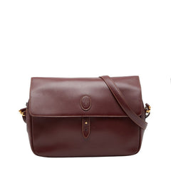 カルティエ マストライン 斜め掛け ショルダーバッグ ボルドー ワインレッド レザー レディース CARTIER 【中古】