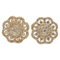 K18YG イエローゴールド ダイヤ1.00ct フラワー 花 モチーフ ピアス レディース 【中古】