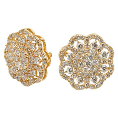 K18YG イエローゴールド ダイヤ1.00ct フラワー 花 モチーフ ピアス レディース 【中古】