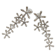 K18WG ホワイトゴールド ダイヤ1.00ct フラワー 花 モチーフ スタッドピアス レディース 【中古】