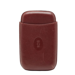 カルティエ マストライン シガレットケース ワインレッド ボルドー レザー メンズ CARTIER 【中古】