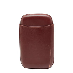 カルティエ マストライン シガレットケース ワインレッド ボルドー レザー メンズ CARTIER 【中古】