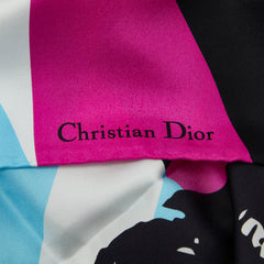 ディオール ゼブラ プリント スカーフ ライトブルー パープル シルク レディース Dior 【中古】