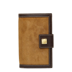 ロエベ アナグラム 二つ折り財布 ブラウン スウェット レザー レディース LOEWE 【中古】