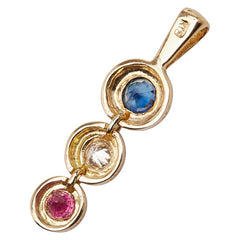 K18YG イエローゴールド ダイヤ0.09ct サファイア0.24ct ルビー0.11ct ペンダントトップ レディース 【中古】