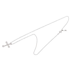 K18WG ホワイトゴールド ダイヤ0.23ct クロス 十字架 ハート モチーフ ネックレス レディース 【中古】