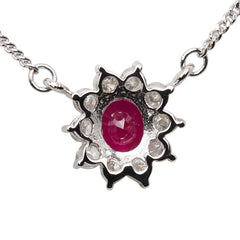 Pt850 プラチナ ルビー0.40ct ダイヤ0.27ct ネックレス レディース 【中古】